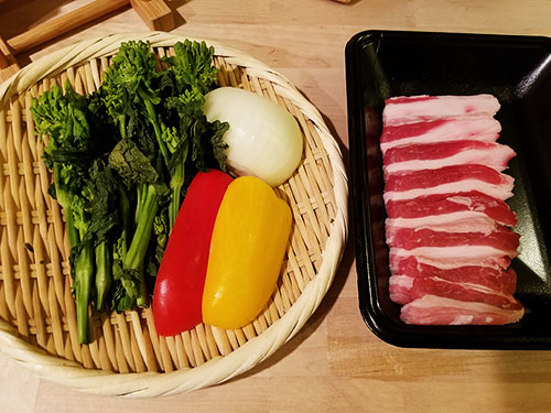 菜の花と豚肉の野菜炒め 食材