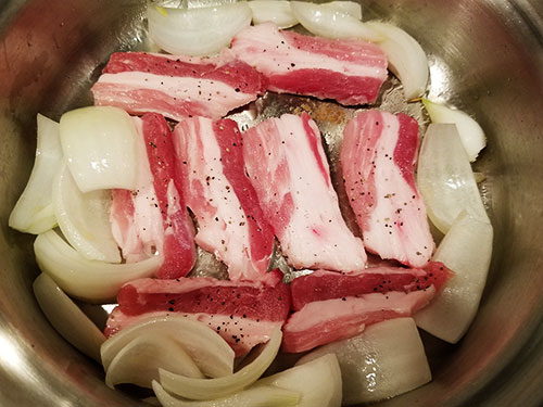 菜の花と豚肉の野菜炒め 炒める。