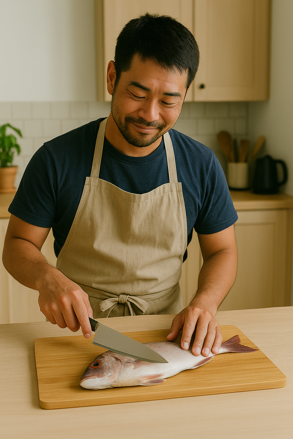 最初は三徳包丁で挑戦したものの、魚の骨や皮に苦戦。